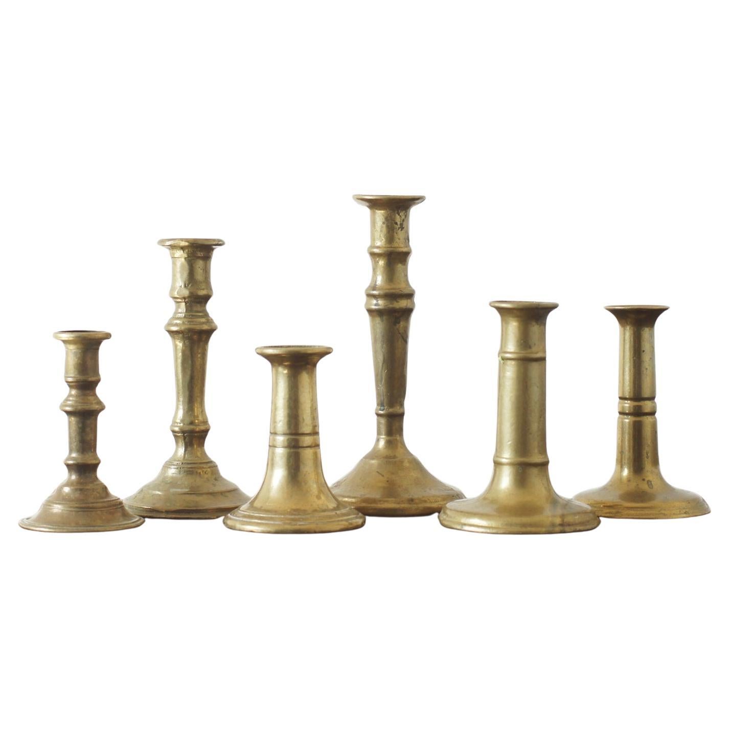 Candelabri d'ottone vintage, anni '60, set di 6