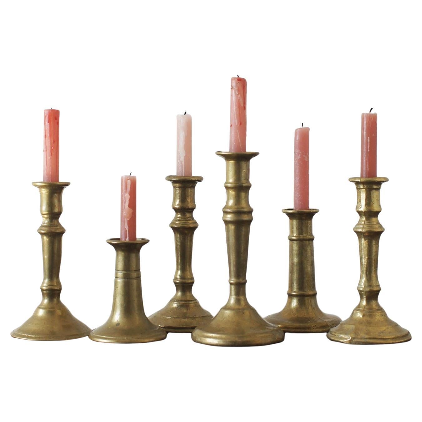 Vintage Brass Candlesticks, 1960s, Set of 6