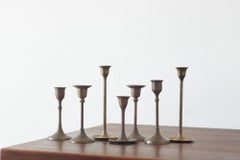 Candelieri d'ottone d'epoca, anni '60, set di 7