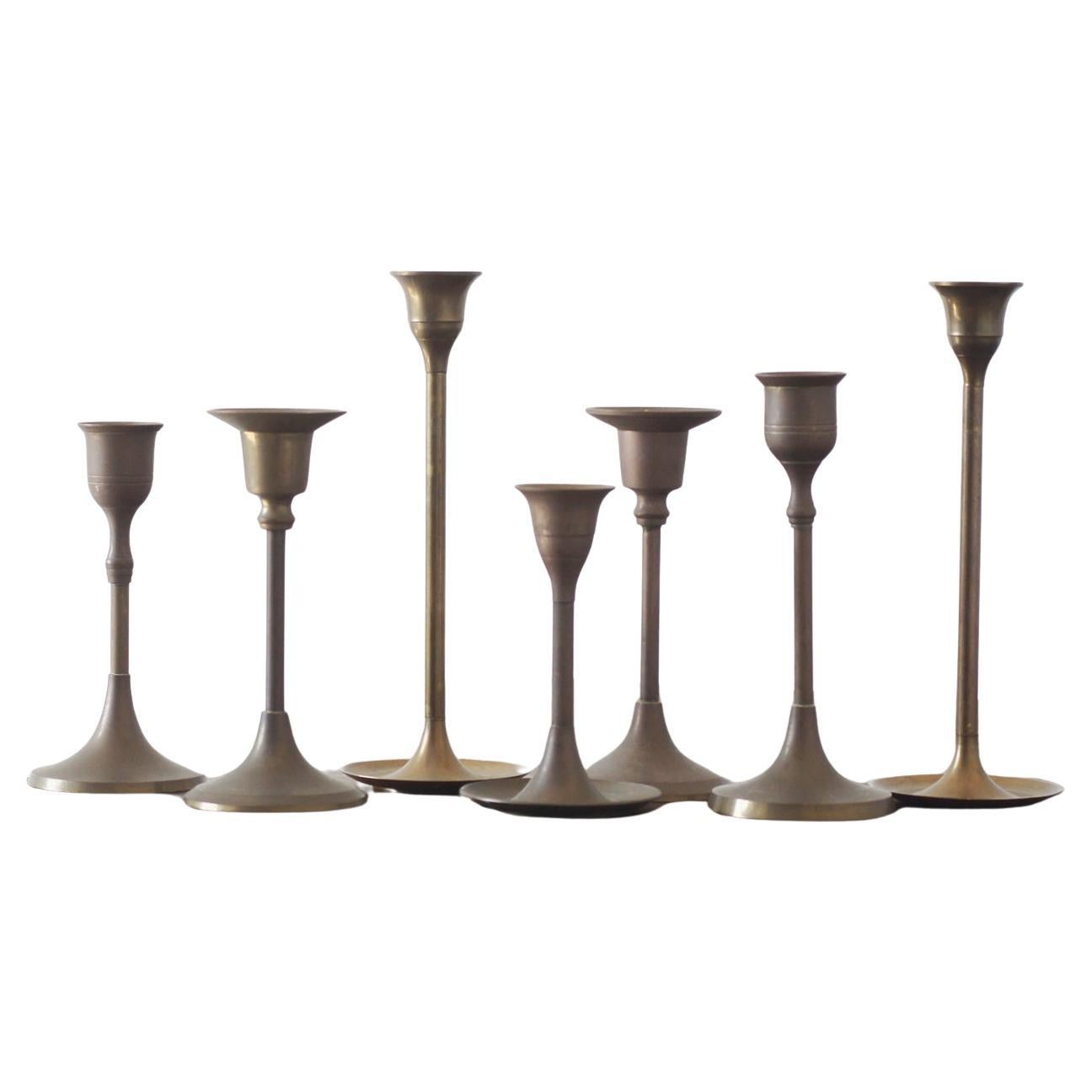 Chandeliers vintage en laiton, années 1960, lot de 7