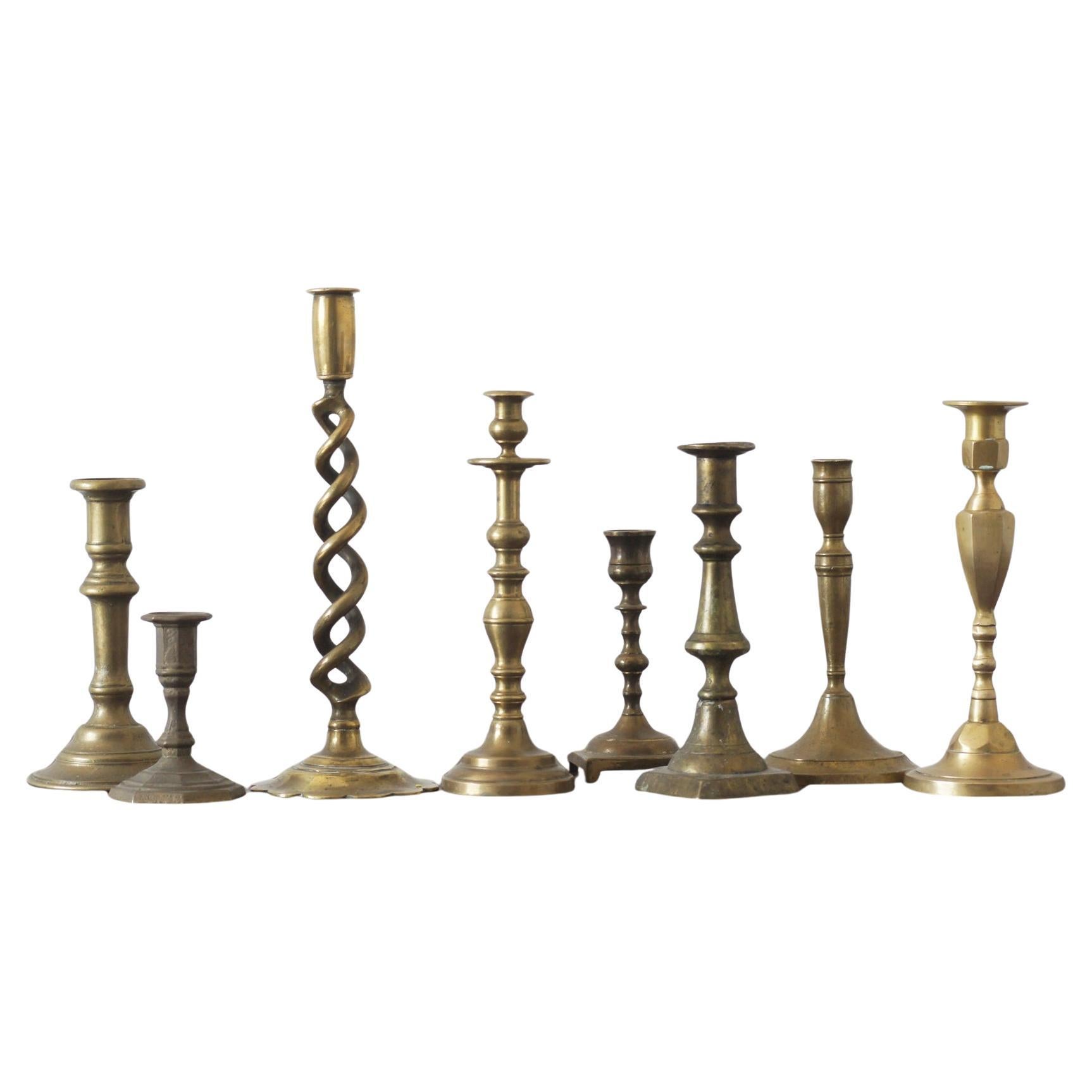 Vintage Brass Candlesticks, 1960s, Set of 8