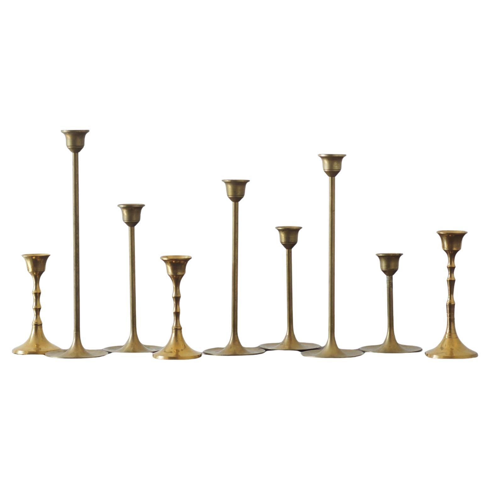 Chandeliers vintage en laiton, années 1960, lot de 9