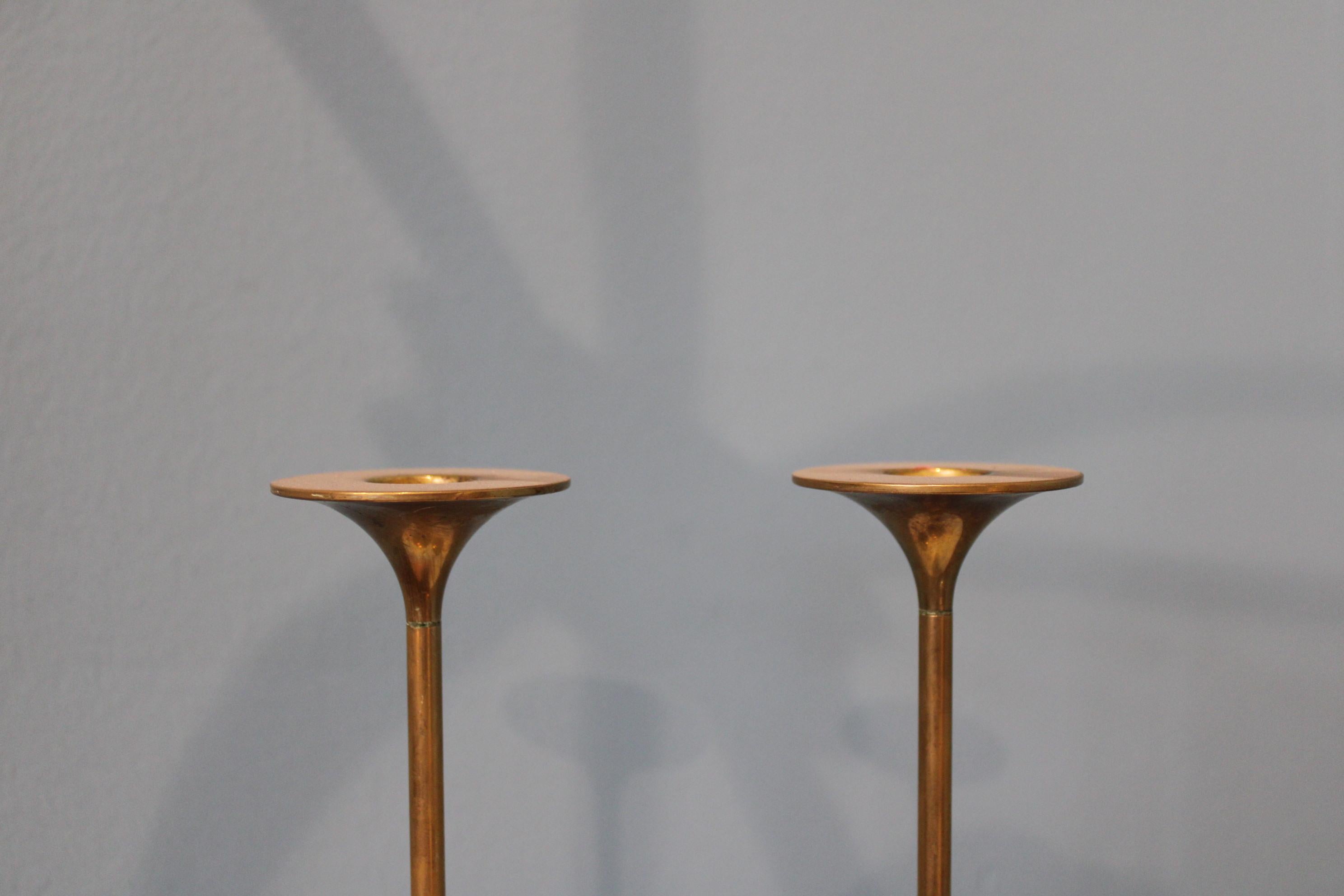 Vintage Brass Candlesticks by Max Bruël, Denmark circa 1960 For Sale 2