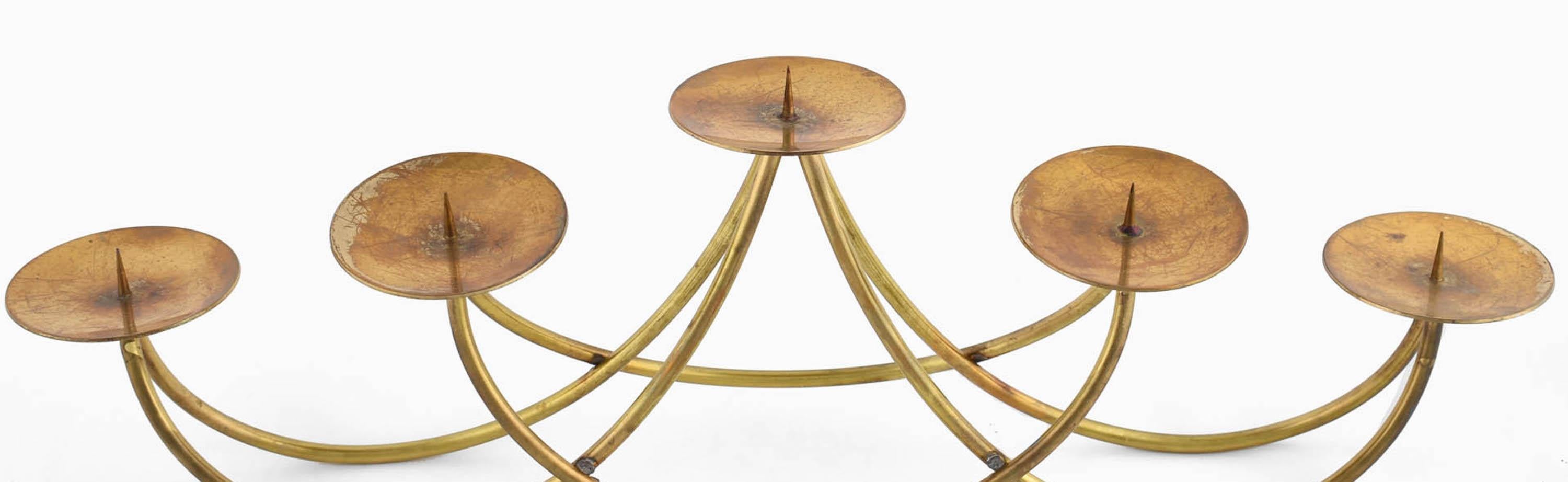 Vintage Brass Candletree by Harald Buchrucker, Germany, 1950s In Good Condition In Roma, IT