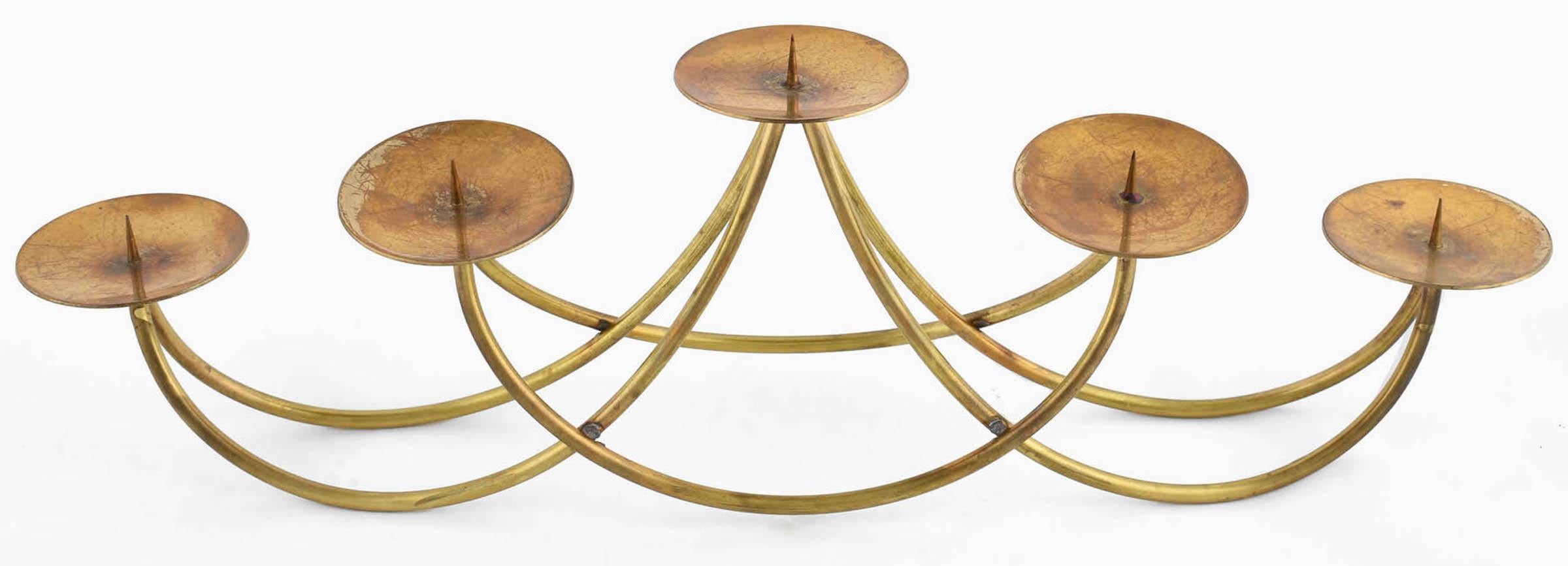 Mid-20th Century Vintage Brass Candletree by Harald Buchrucker, Germany, 1950s