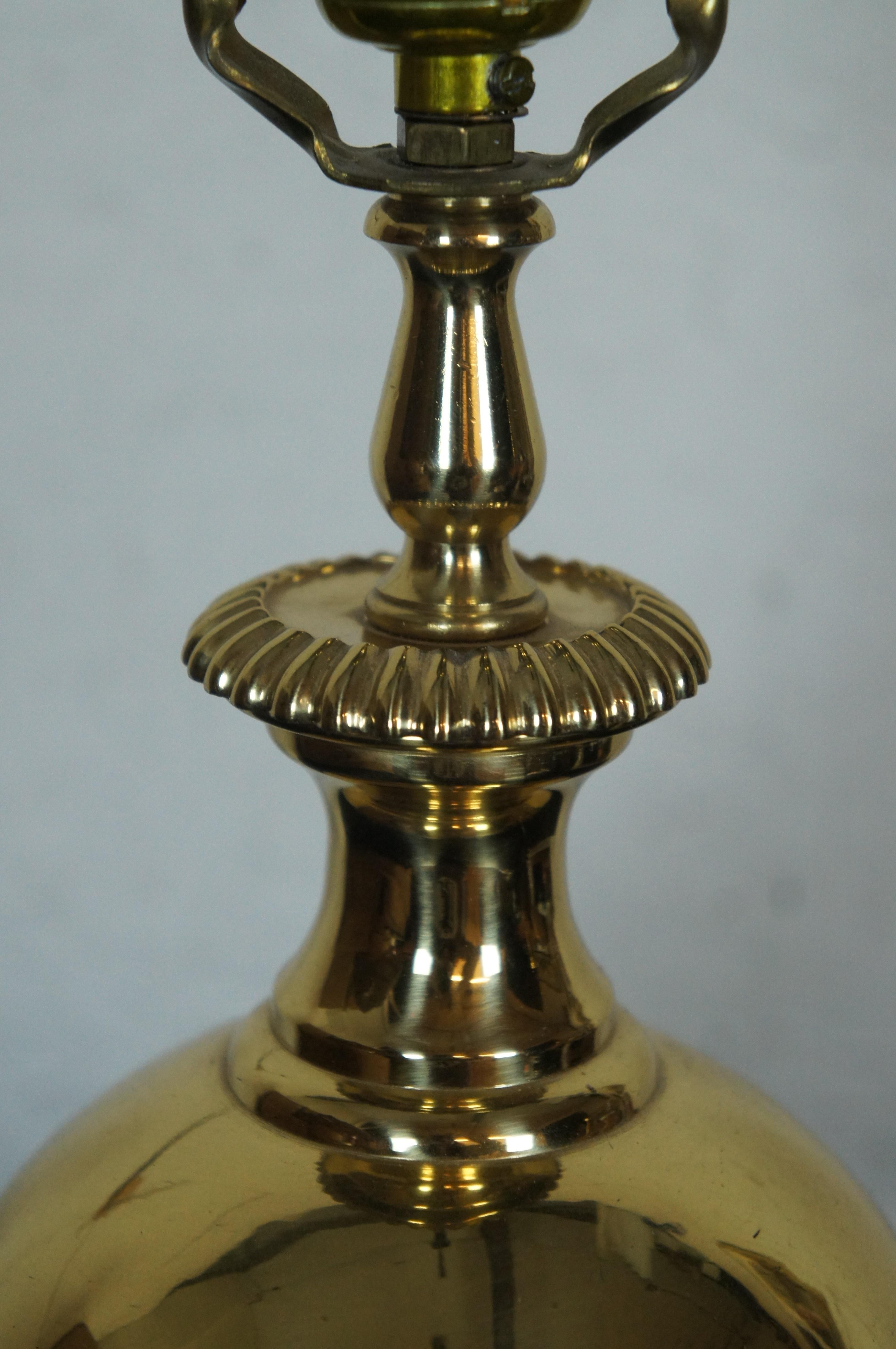 Vintage Brass Cannonball Lion Head Ring Knocker Trophy Urn Table Lamp 20