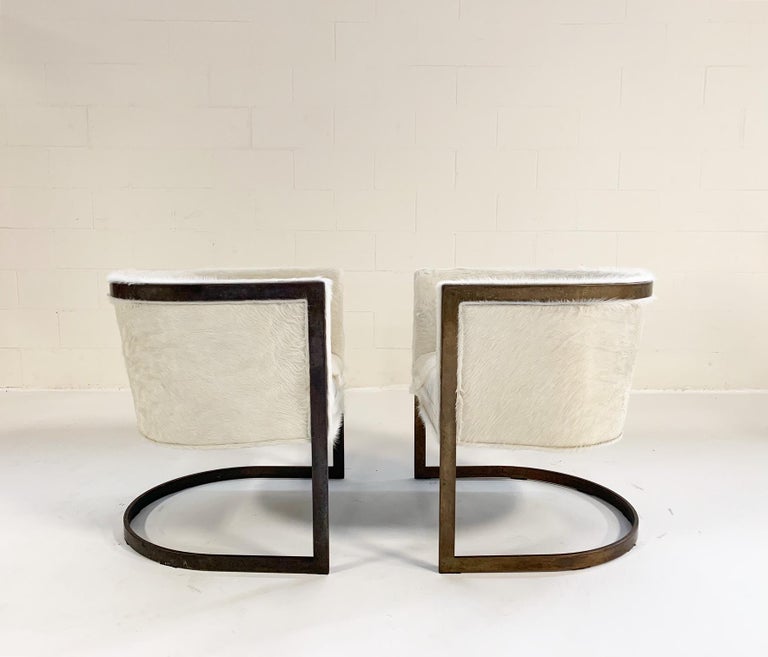 Vintage Brass Cantilever Chairs Restored In Brazilian Cowhide
