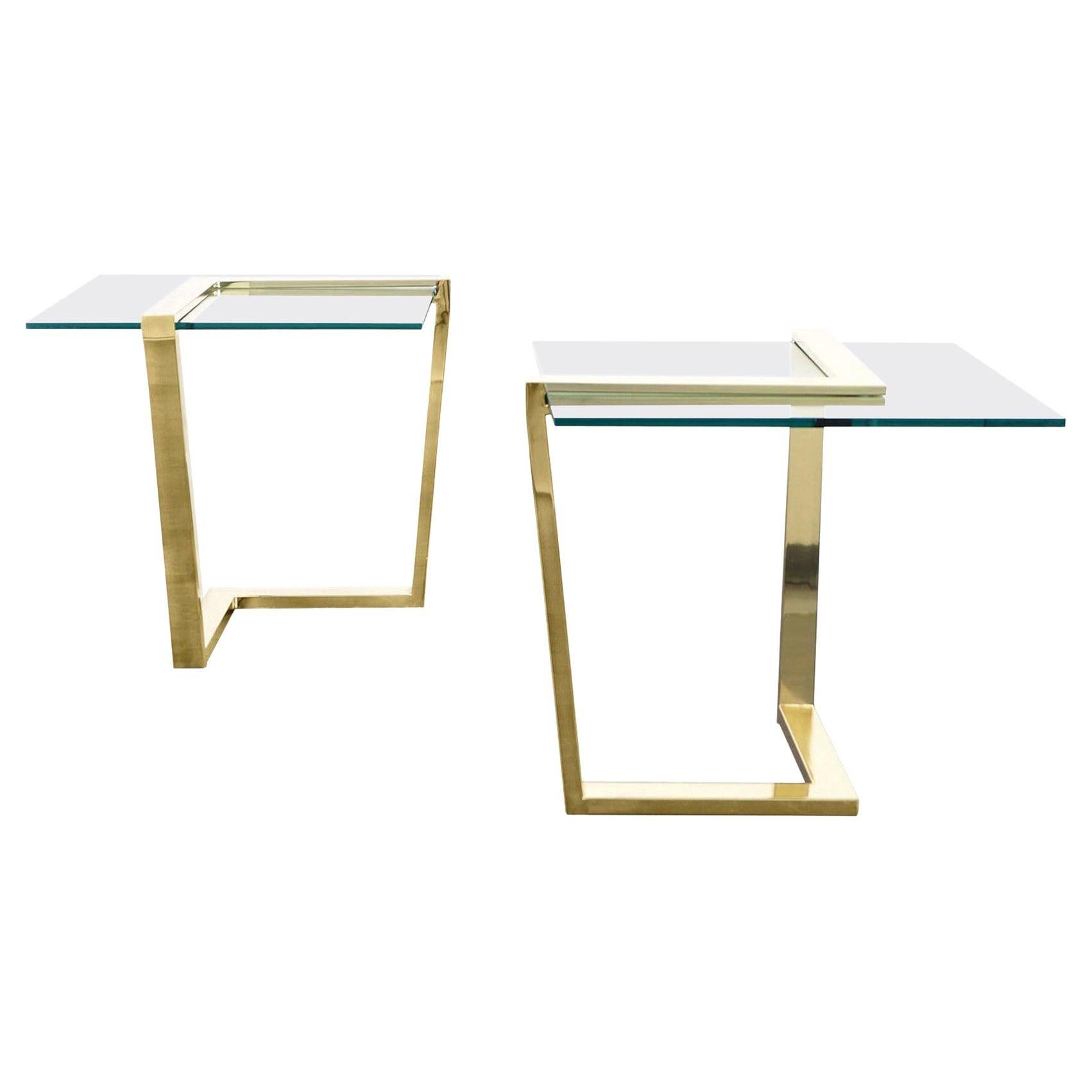 Vintage Brass Cantilevered Side Tables by DIA