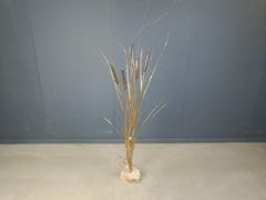 Vintage brass cattail floor lamp by Daniel D'Haeseleer, 1970s