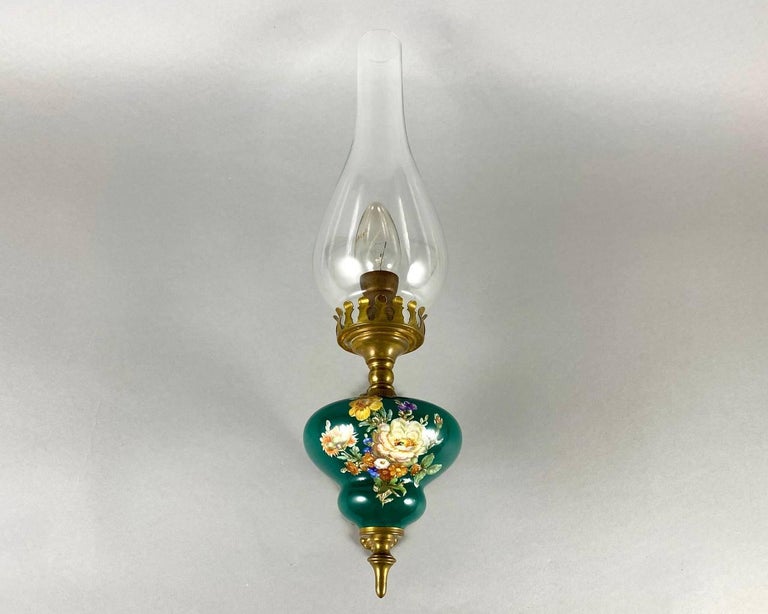 Vintage Brass and Ceramic Single Wall Sconce Wall Lamp Styled as ...