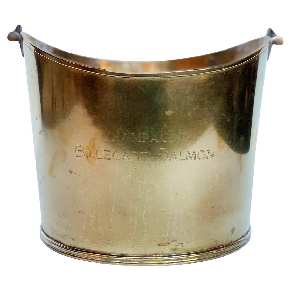 Vintage Brass Champagne Billecart-Salmon Ice Bucket For Sale