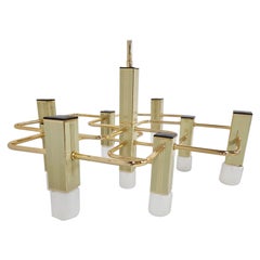 Vintage Brass Chandelier by Gaetano Sciolari, 1970s