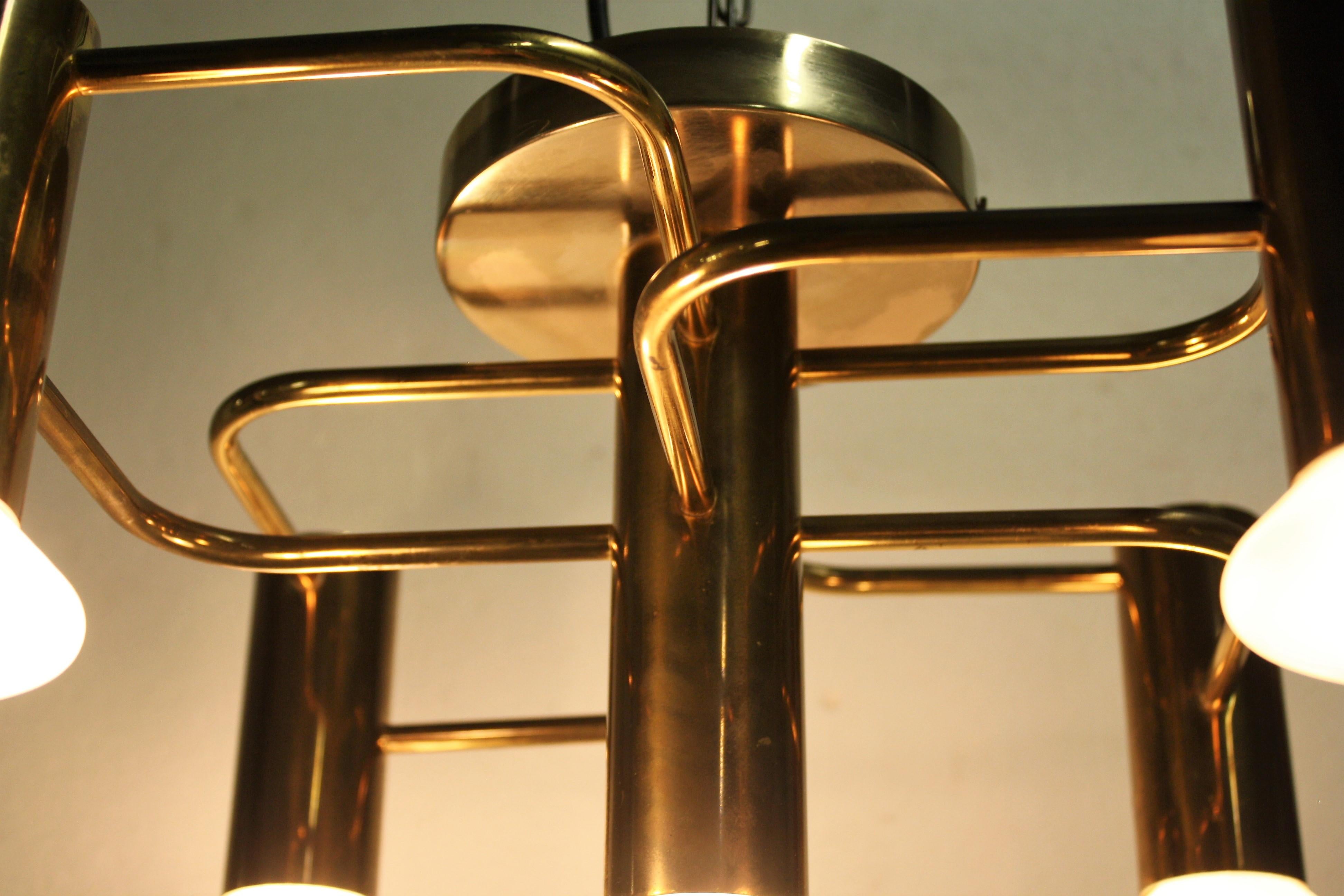 Mid-20th Century Vintage Brass Chandelier by Gaetano Sciolari, France, 1960s