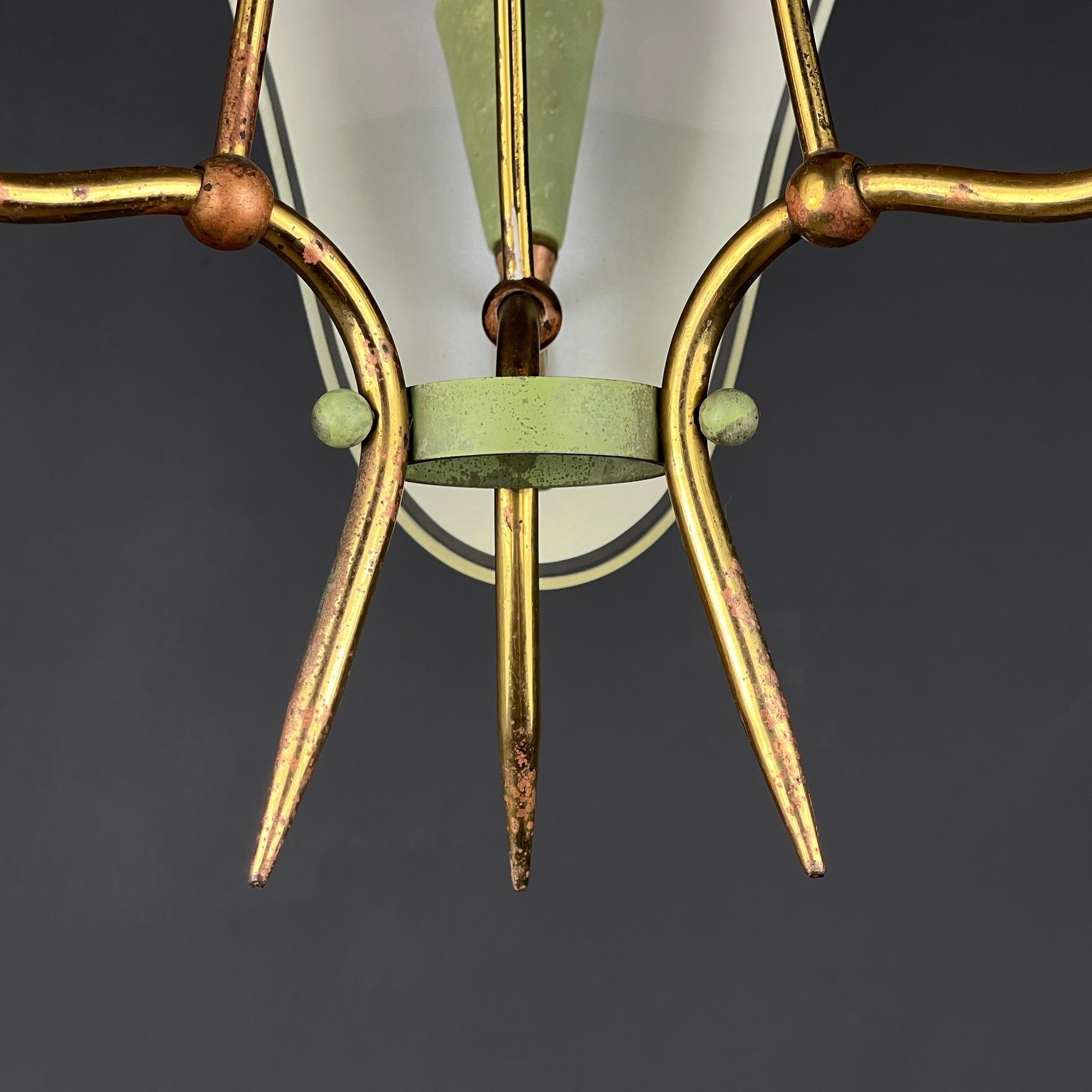 20th Century Vintage Brass Chandelier Italy 1950s For Sale