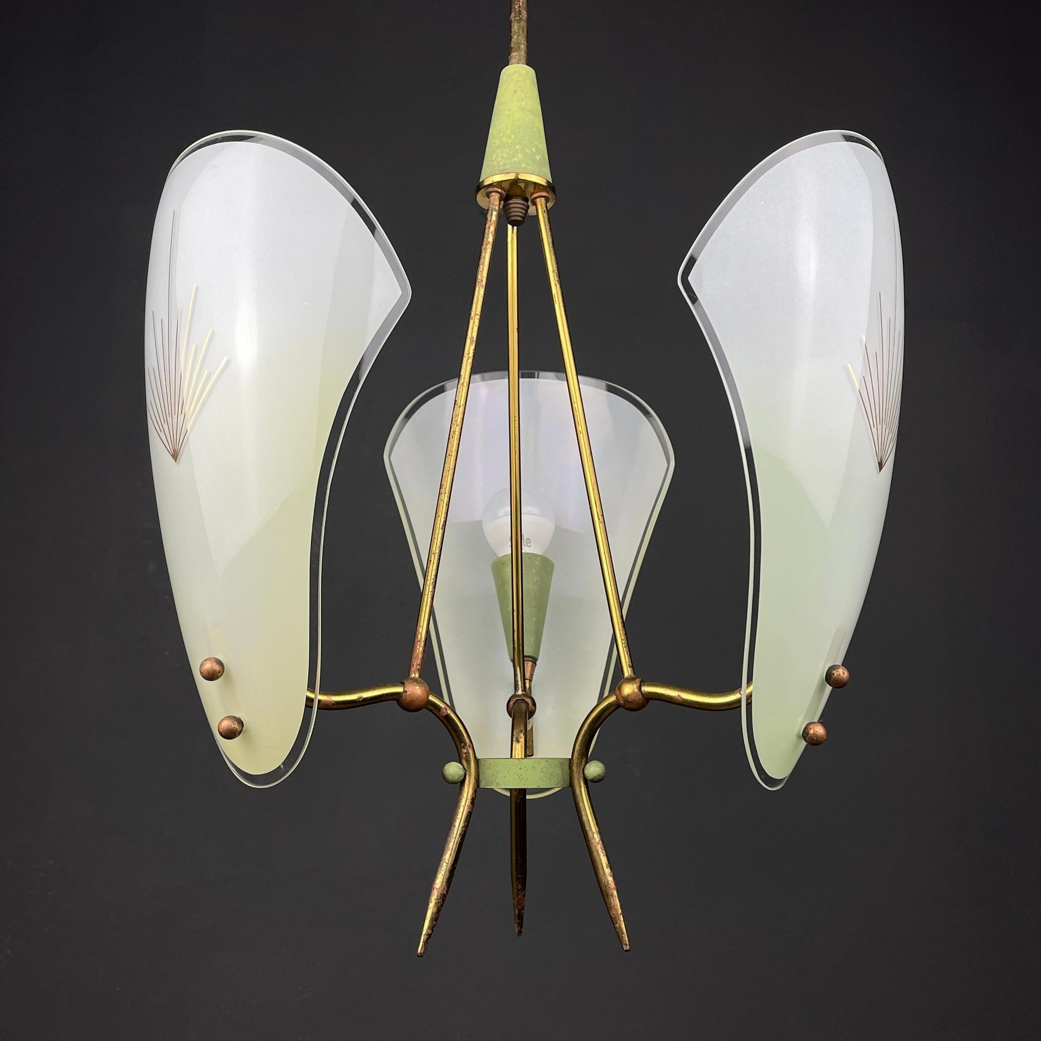 Vintage Brass Chandelier Italy 1950s For Sale 1