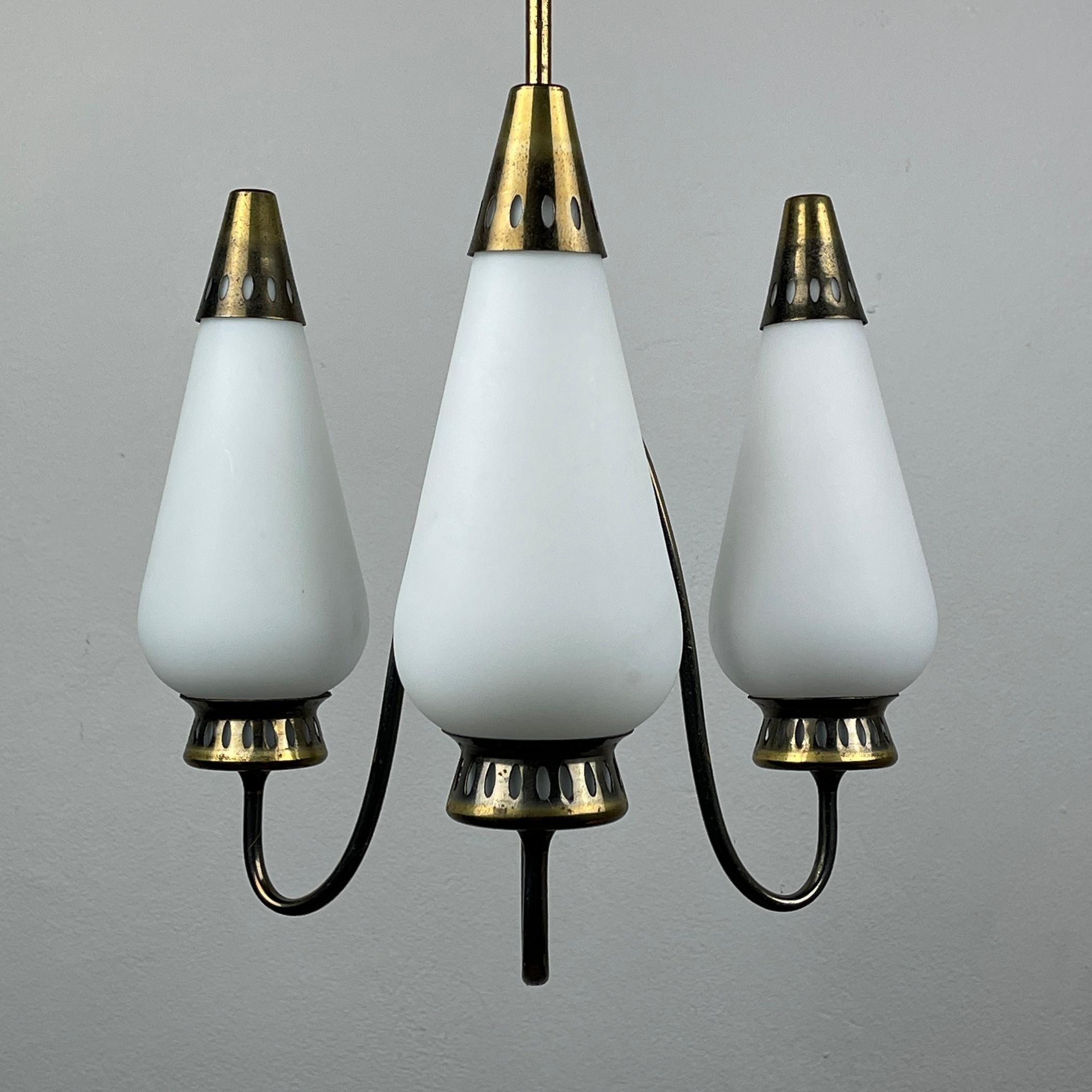 Mid-Century Modern Vintage Brass Chandelier, Italy, 1960s  For Sale