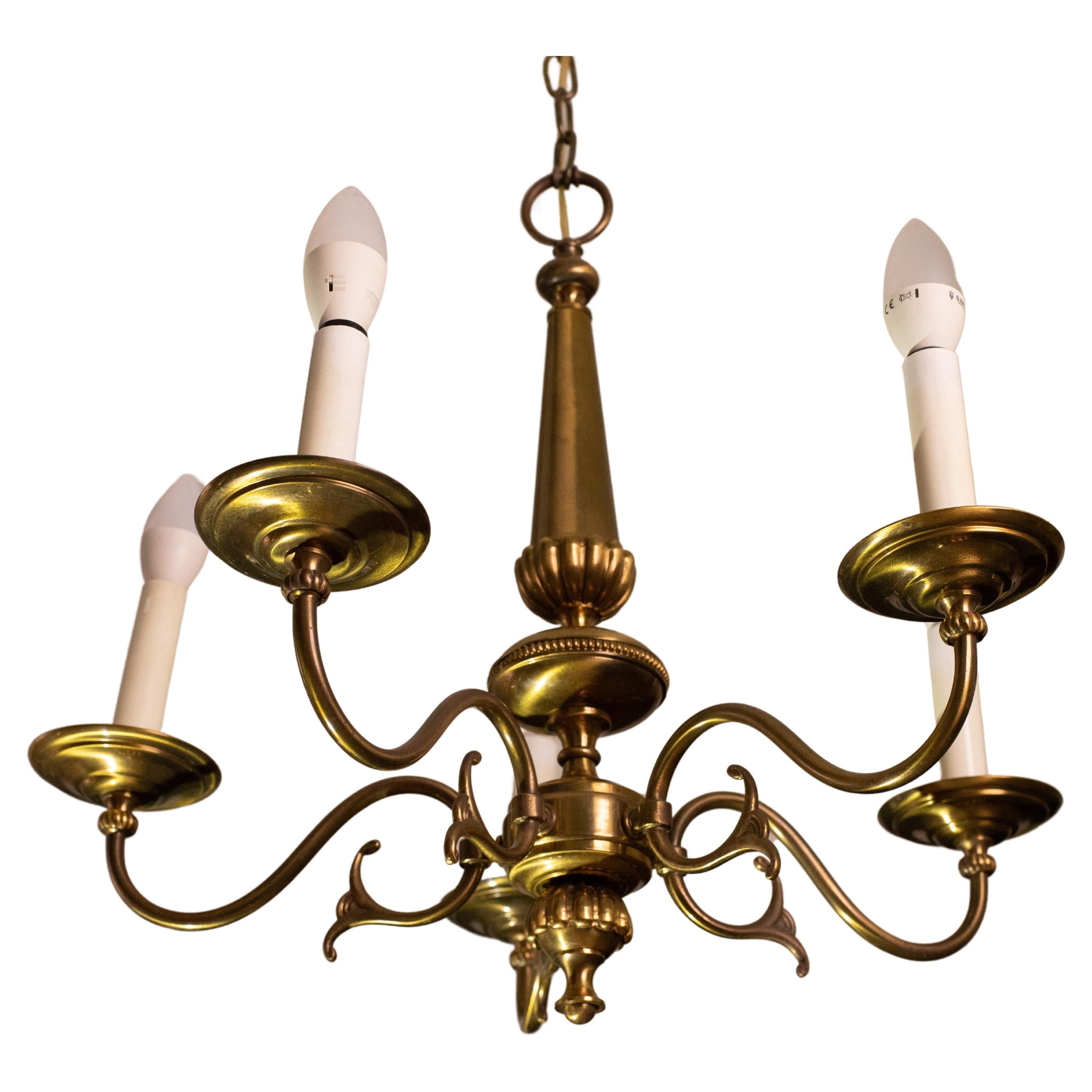 Vintage brass chandelier signed Sciolari, model 526, 1950s For Sale