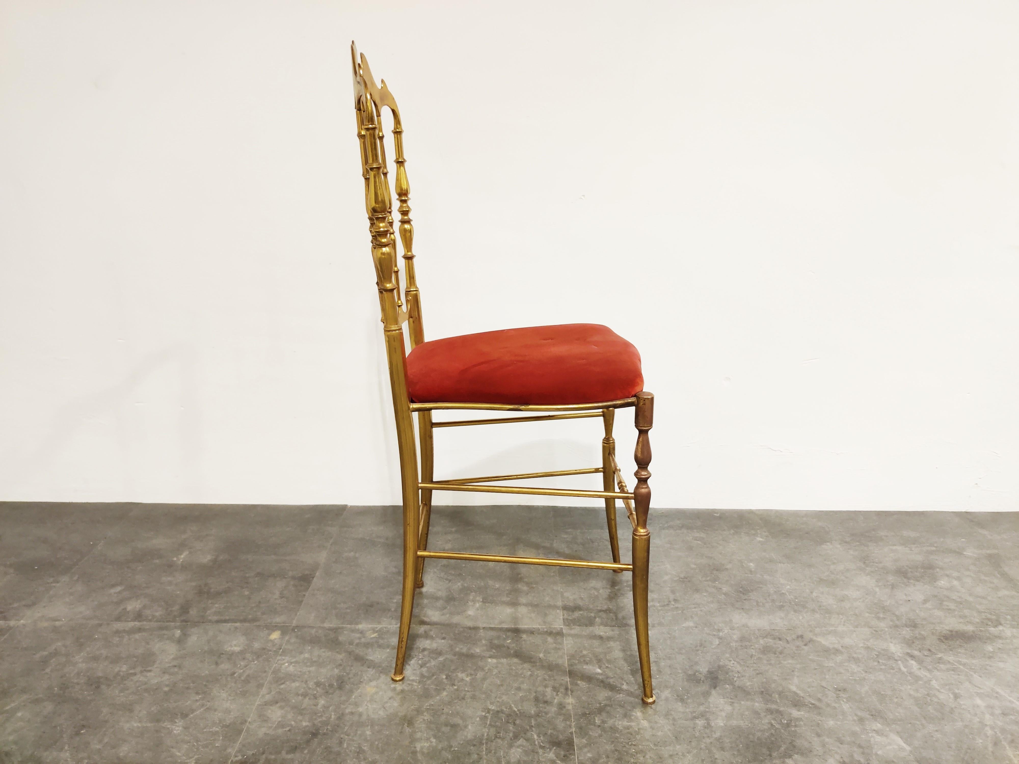 Neoclassical Vintage Brass Chiavari Chair, 1960s
