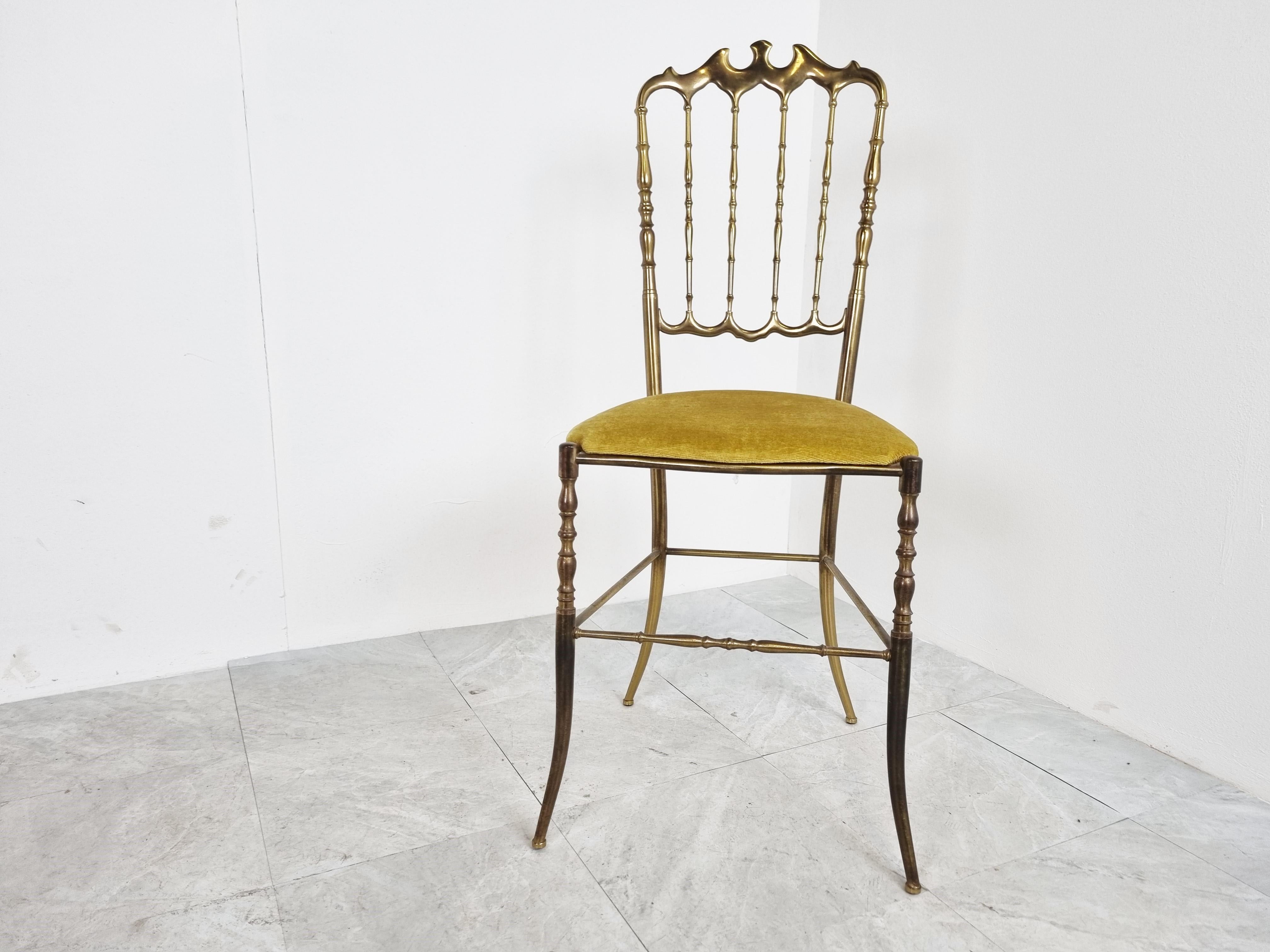 Neoclassical Vintage Brass Chiavari Chair, 1960s