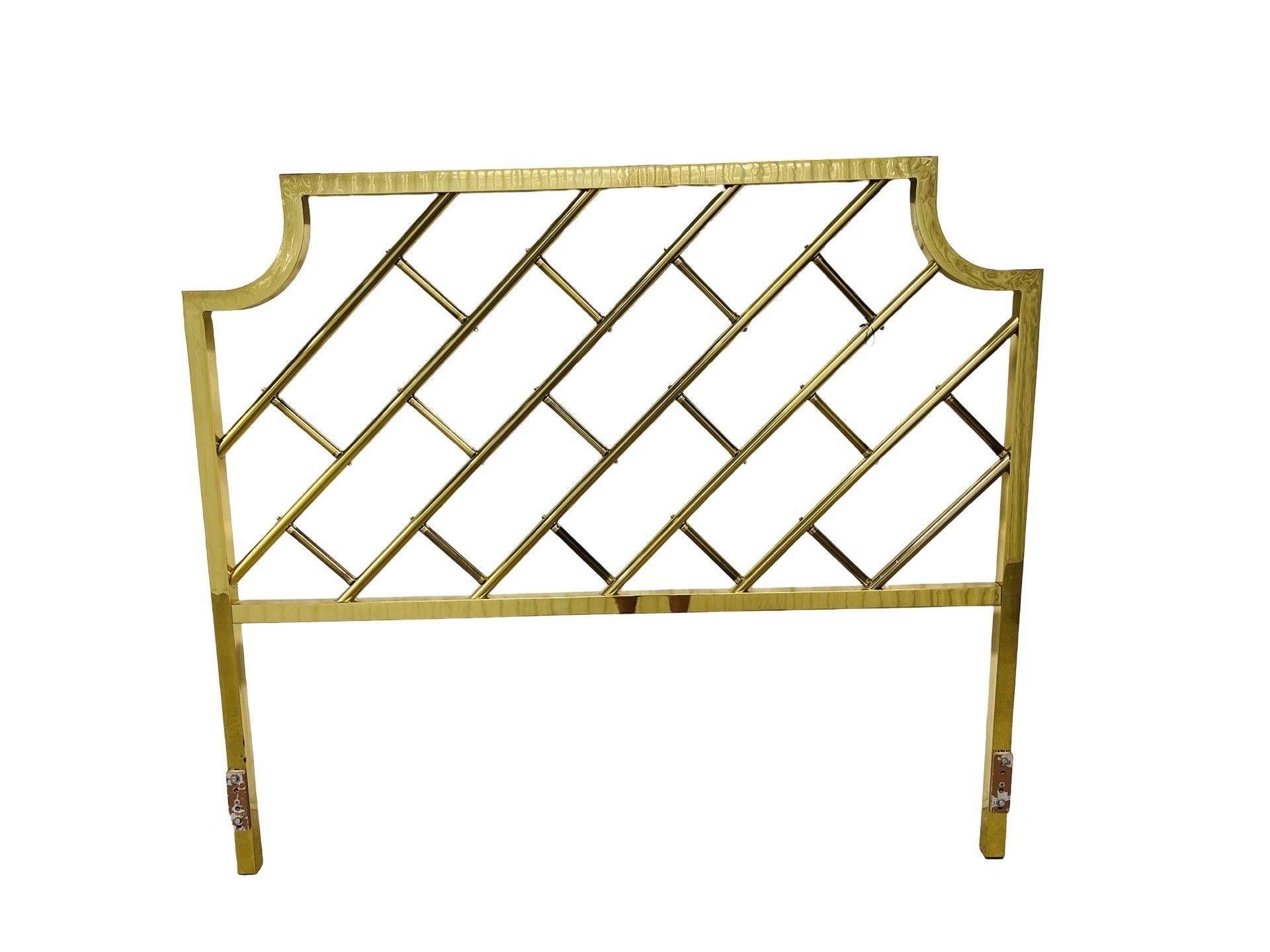 Chinesisches Chippendale-Kopfteil in Queen-Größe aus Messing, Vintage im Zustand „Gut“ im Angebot in Atlanta, GA