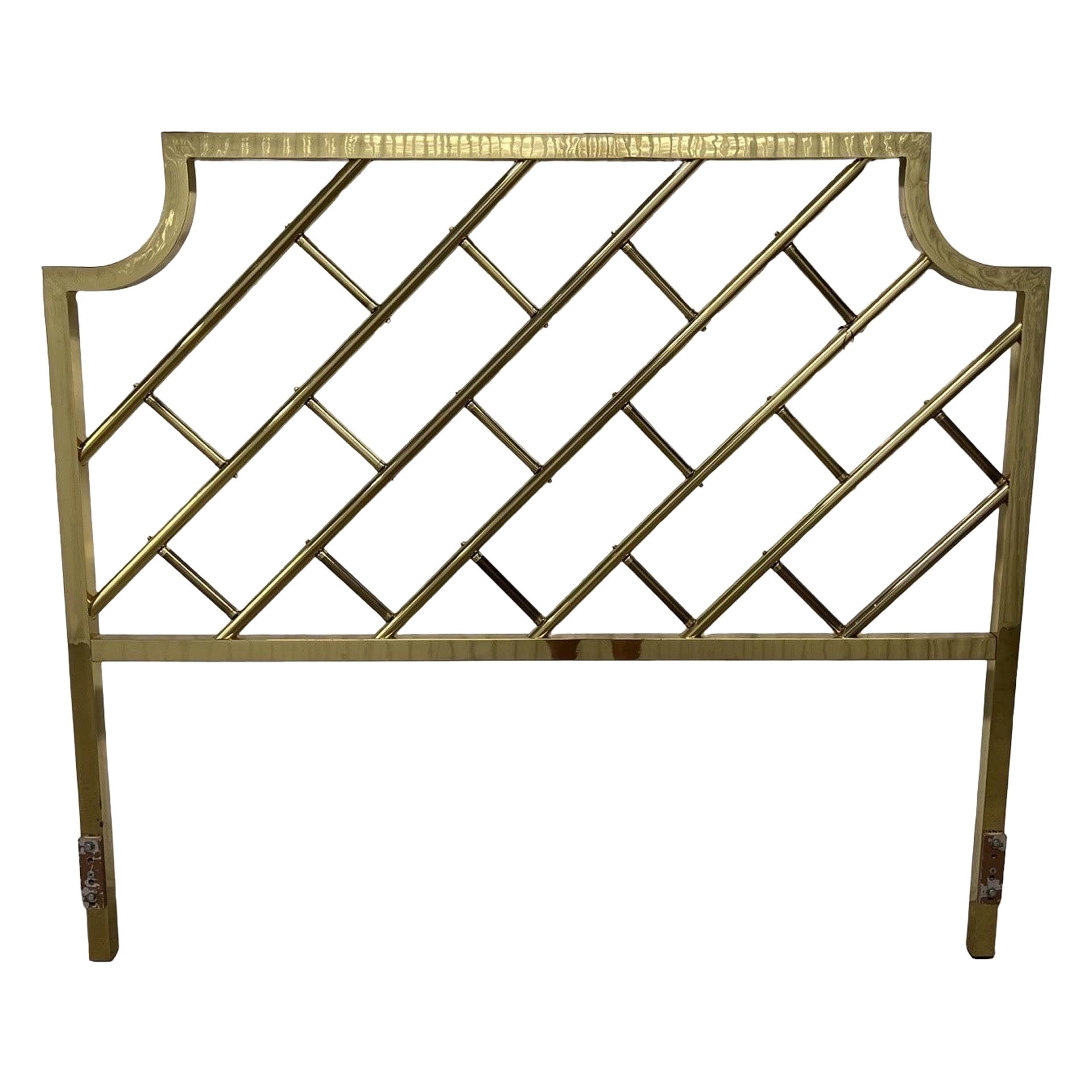 Tête de lit chinoise Chippendale Queen Sized en laiton vintage