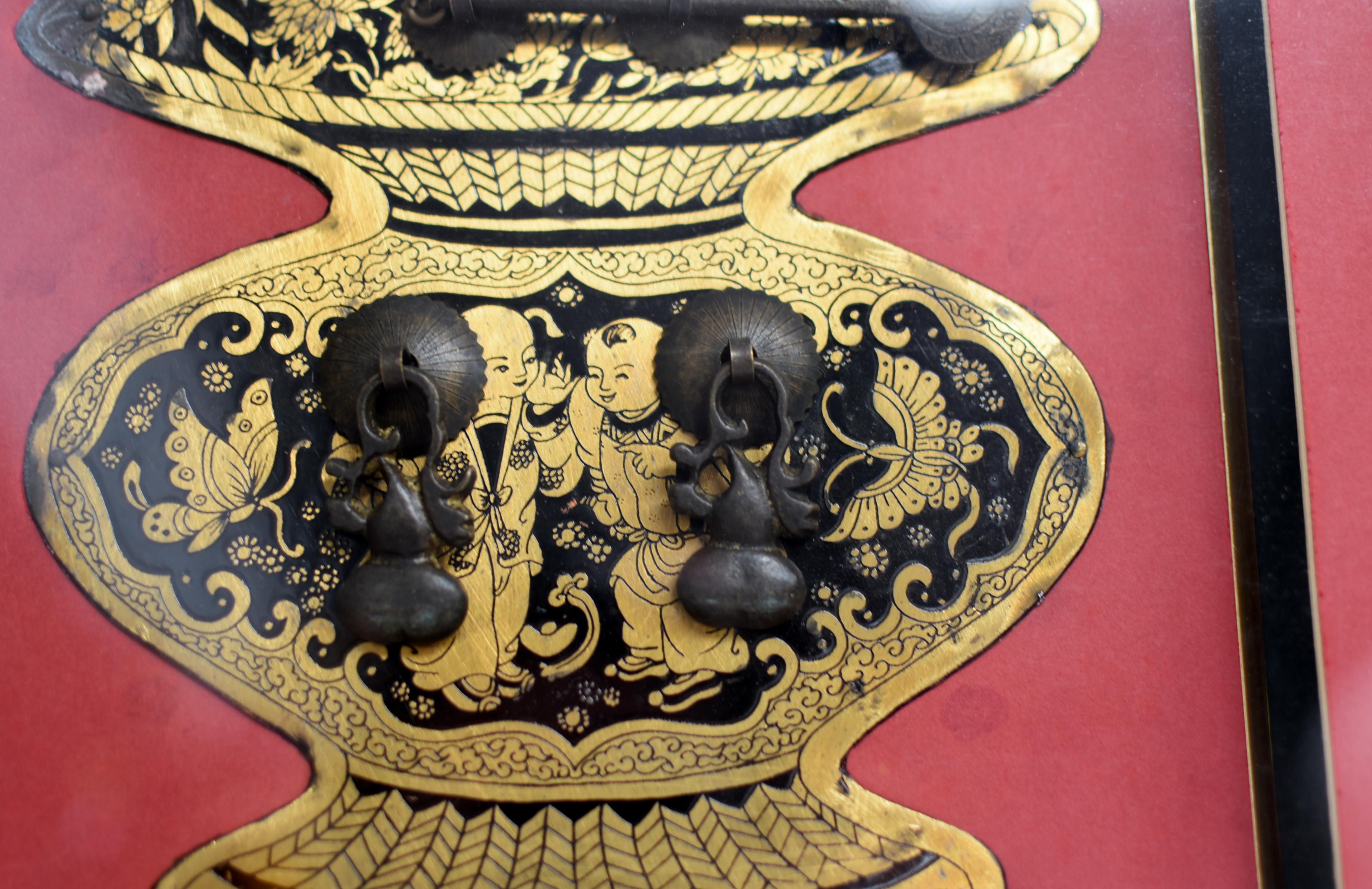 Laiton Boîte d'ombrage Harmony en laiton vintage, quincaillerie chinoise en vente
