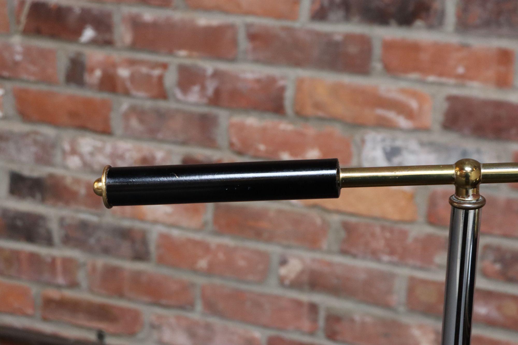 Vintage Brass, Chrome and Painted Metal Adjustable Floor Lamp with Pivoting Arm For Sale 2
