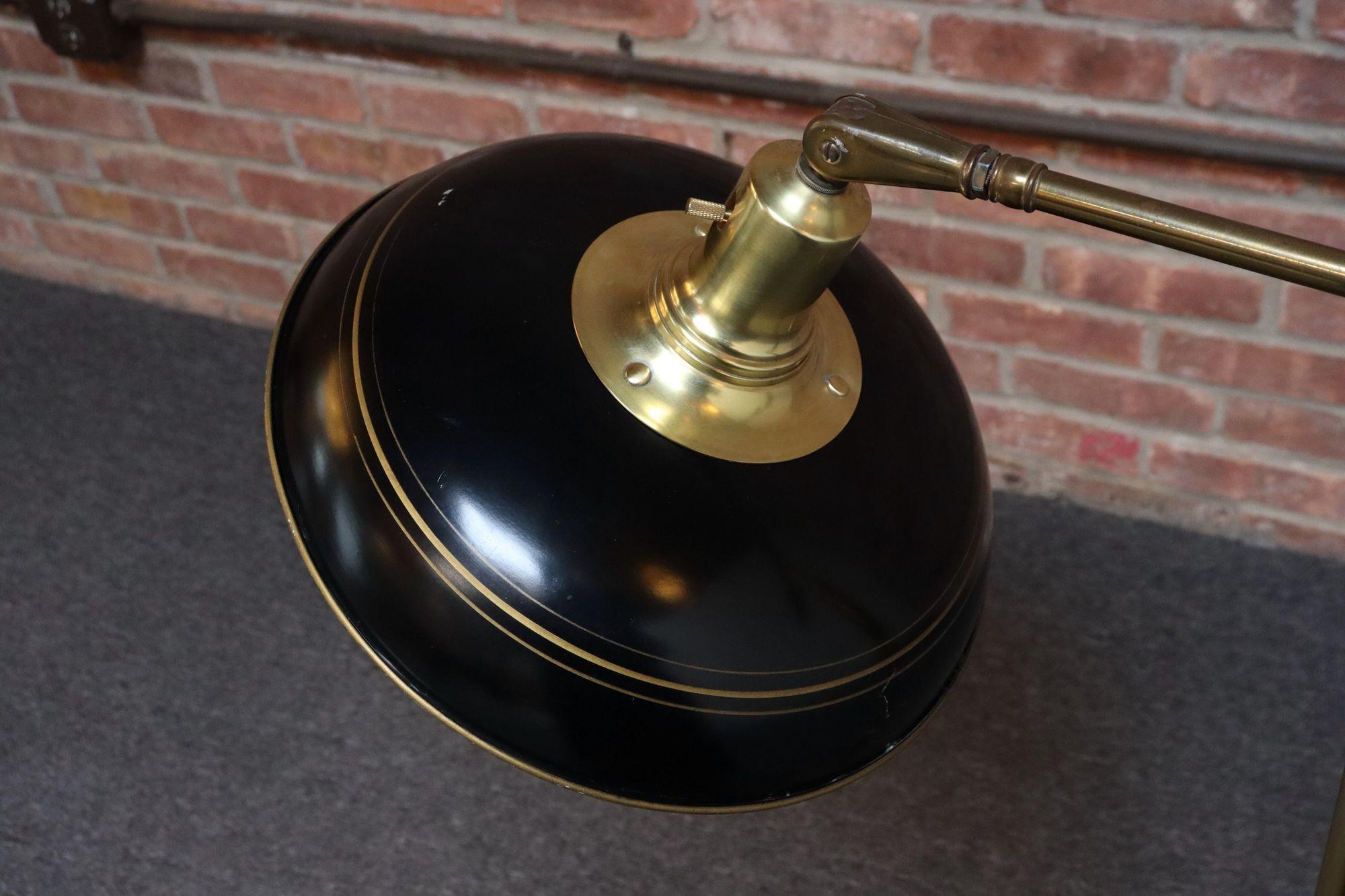 Vintage Brass, Chrome and Painted Metal Adjustable Floor Lamp with Pivoting Arm For Sale 5