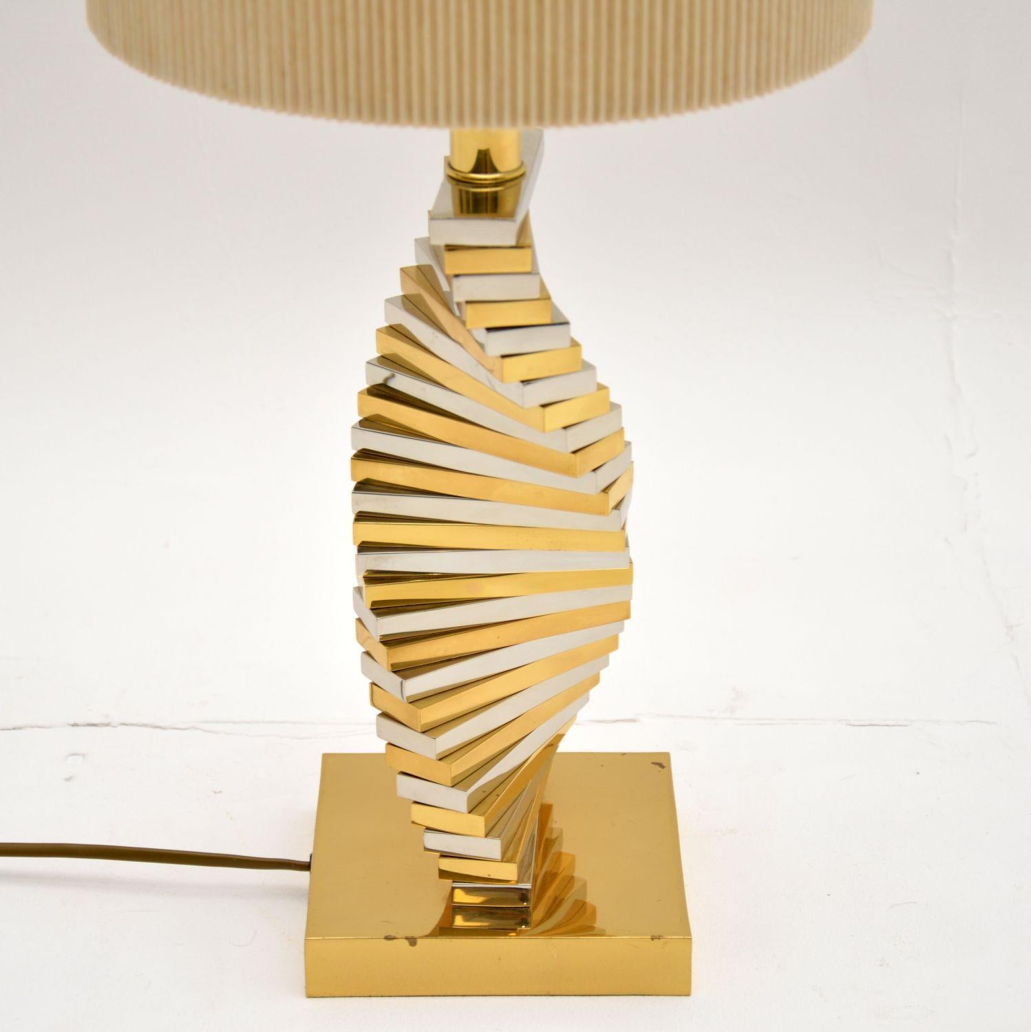 Mid-Century Modern Vintage Brass and Chrome Table Lamp