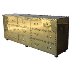 Vintage Brass Clad Nine-Drawer Dresser by Sarreid