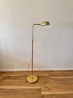 Vintage Brass Clam Shaped Floor Reading Lamp