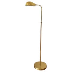Vintage Brass Clam Shaped Floor Reading Lamp
