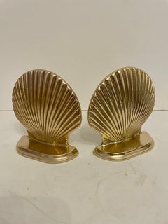 Vintage Brass Clam Shell Seashell Bookends