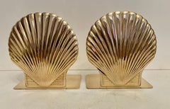 Vintage Brass Clam Shell Seashell Bookends