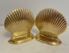Vintage Brass Clam Shell Seashell Bookends