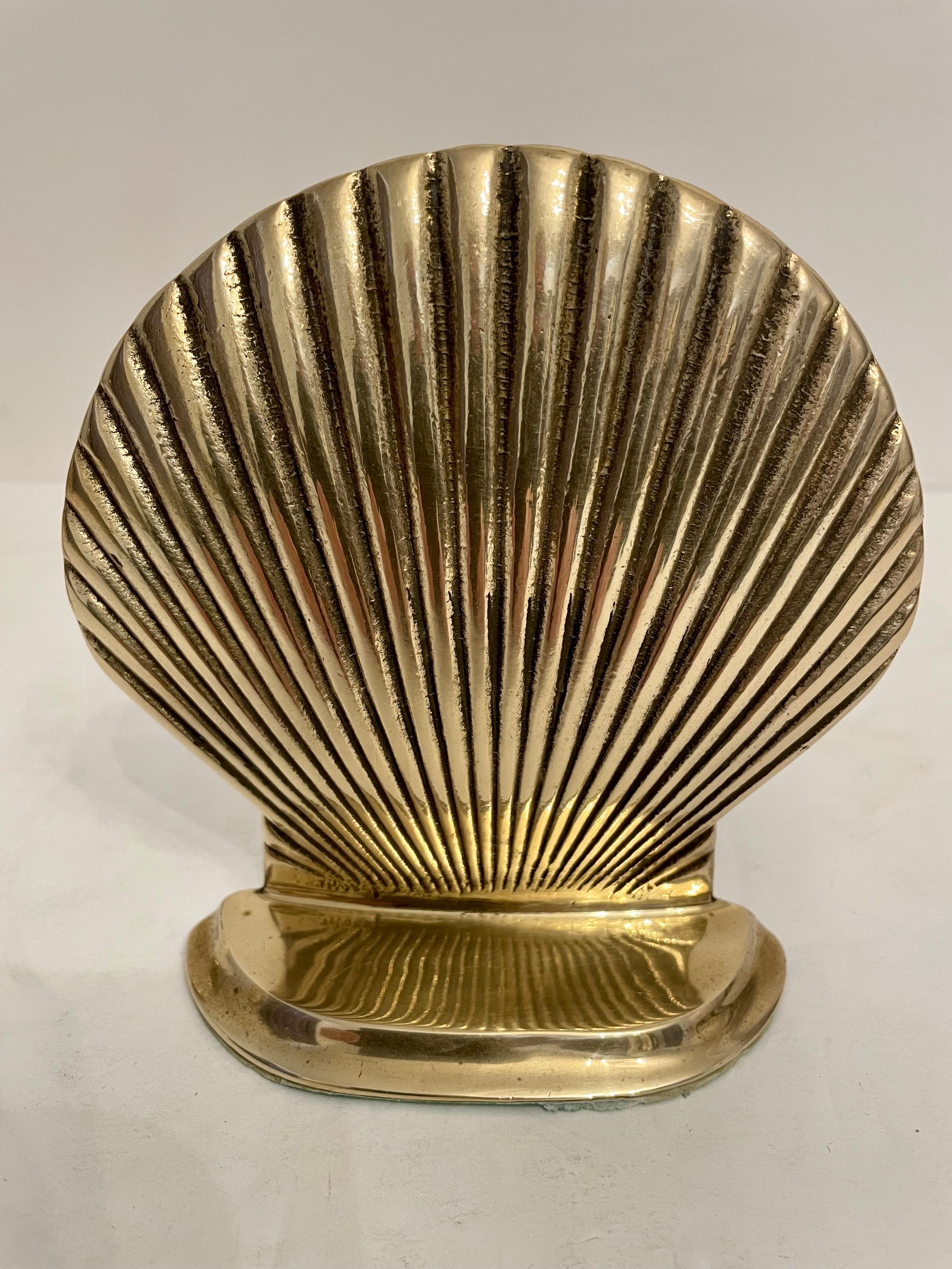 brass seashell bookends