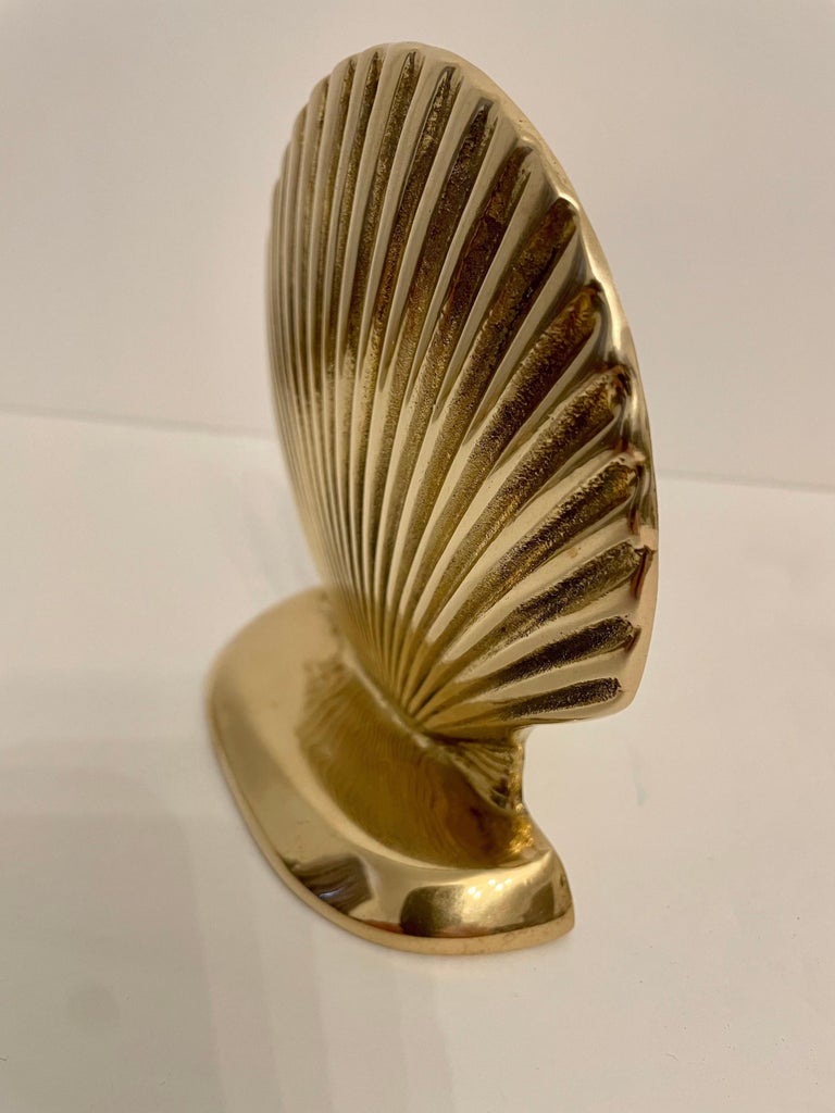 Vintage Brass Clam Shell Seashell Bookends at 1stDibs