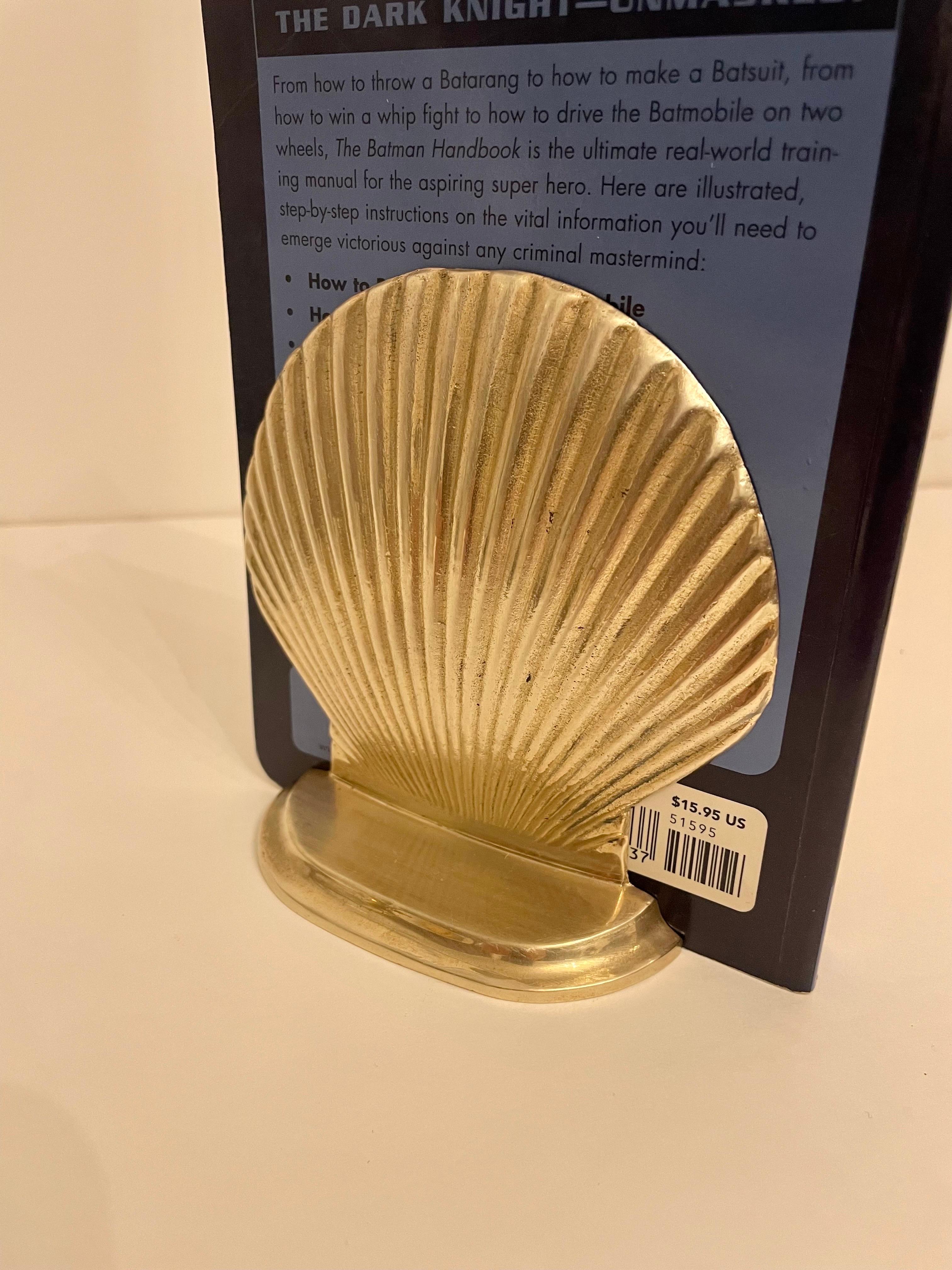 Vintage Brass Clam Shell Seashell Bookends at 1stDibs