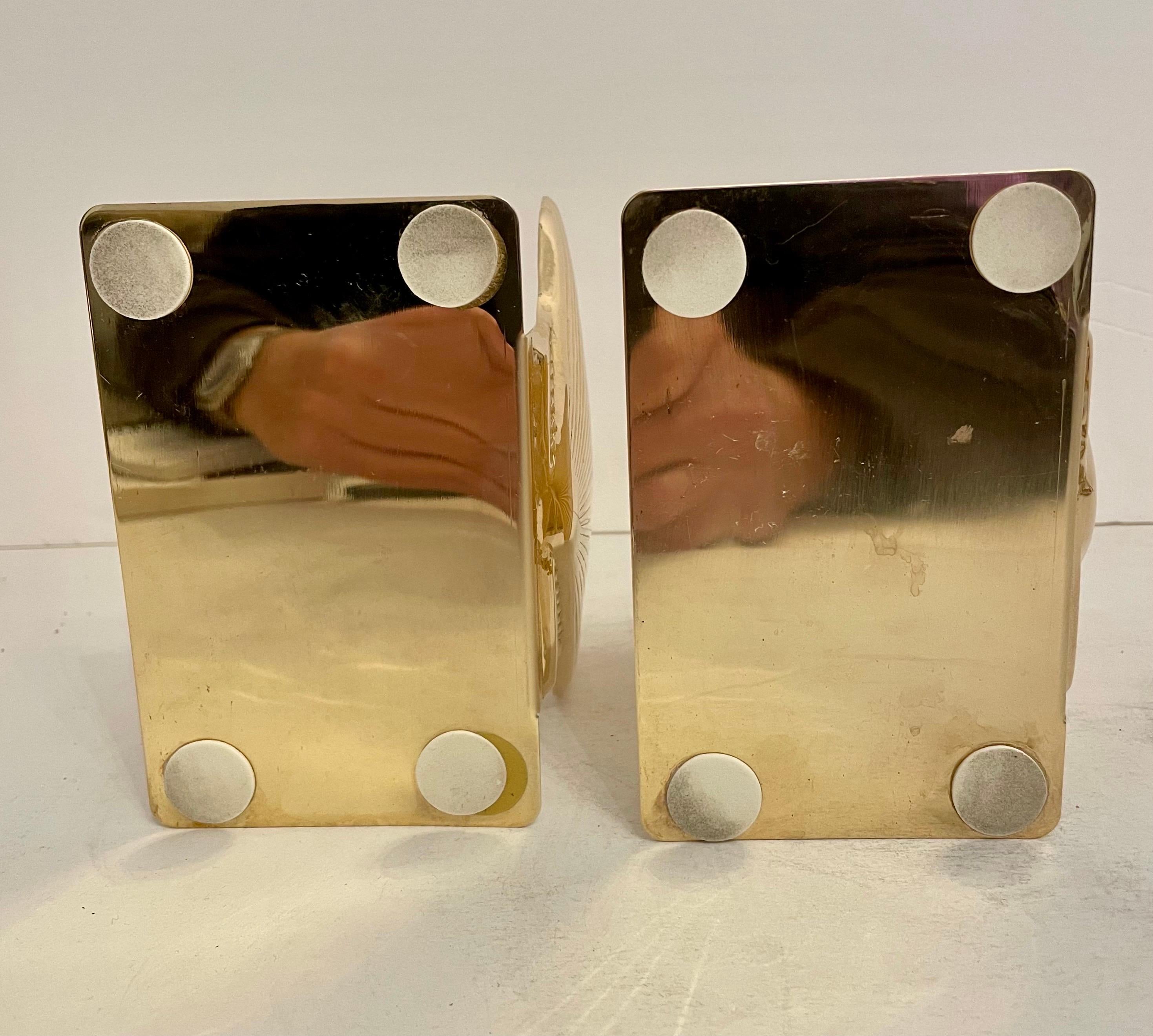 20th Century Vintage Brass Clam Shell Seashell Bookends