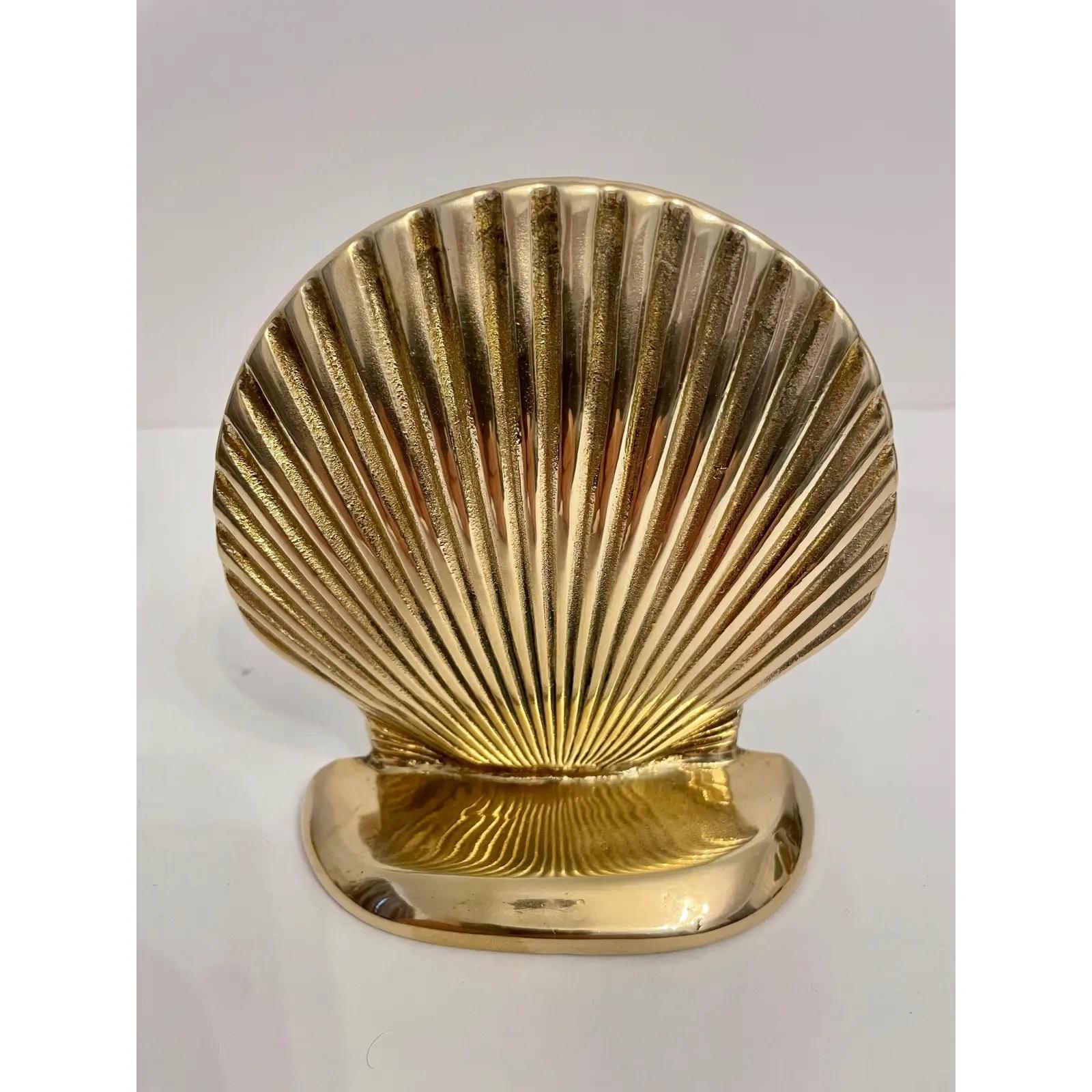 vintage brass shell bookends