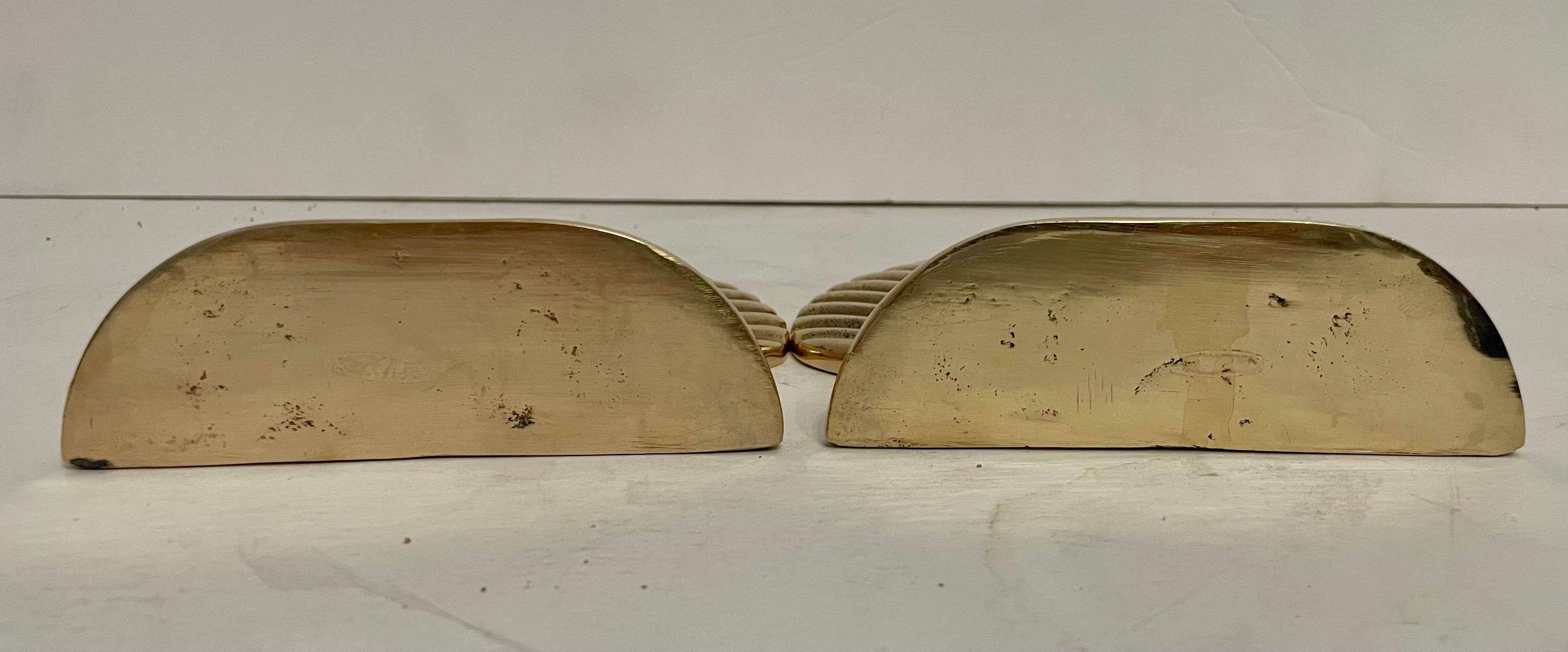 20th Century Vintage Brass Clam Shell Seashell Bookends