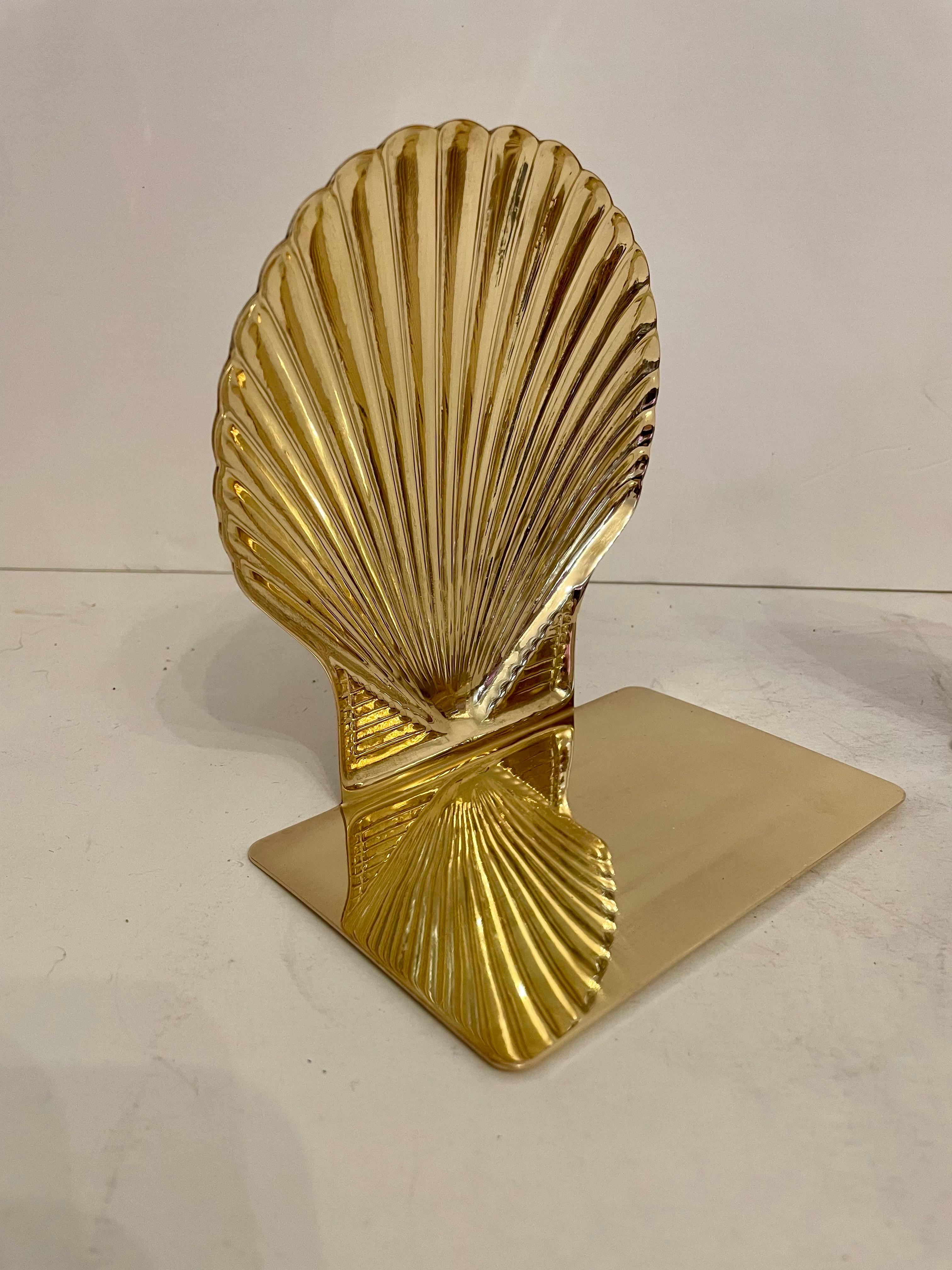 Vintage Brass Clam Shell Seashell Bookends 2