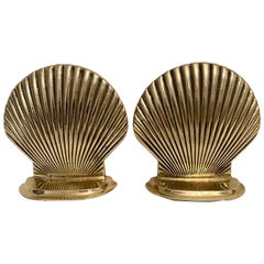 Vintage Brass Clam Shell Seashell Bookends