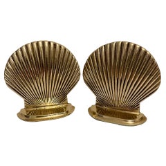 Vintage Brass Clam Shell Seashell Bookends