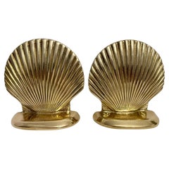 Vintage Brass Clam Shell Seashell Bookends