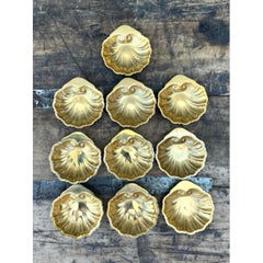 Vintage Brass Clamshell Ashtrays - Set of 10