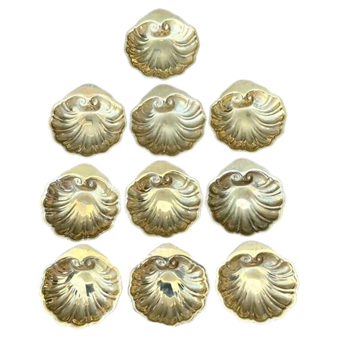 Vintage Brass Clamshell Ashtrays - Set of 10 For Sale