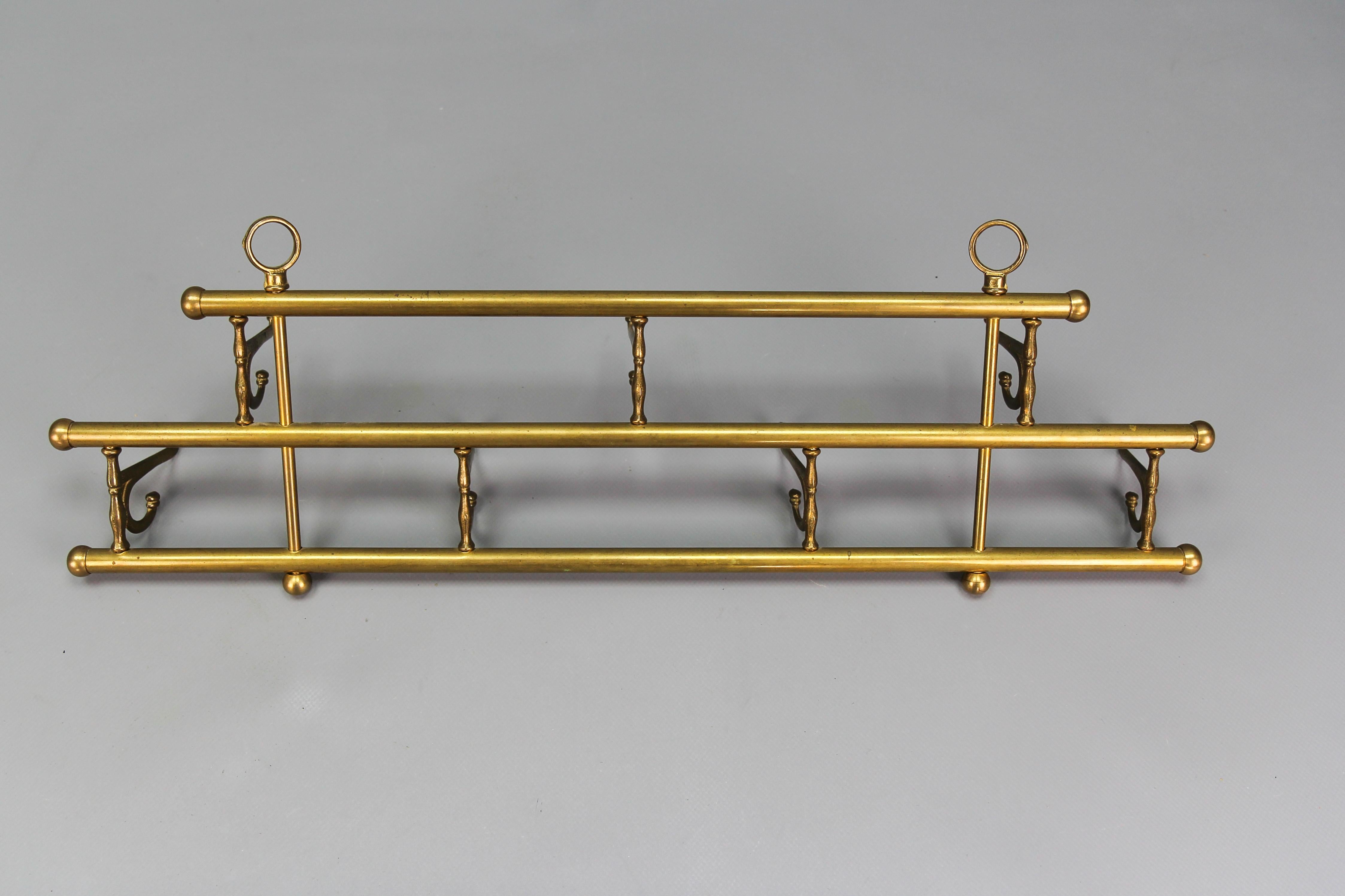 Austrian Vintage Brass Coat Rack with Seven Swiveling Hooks, Austria, 1960s