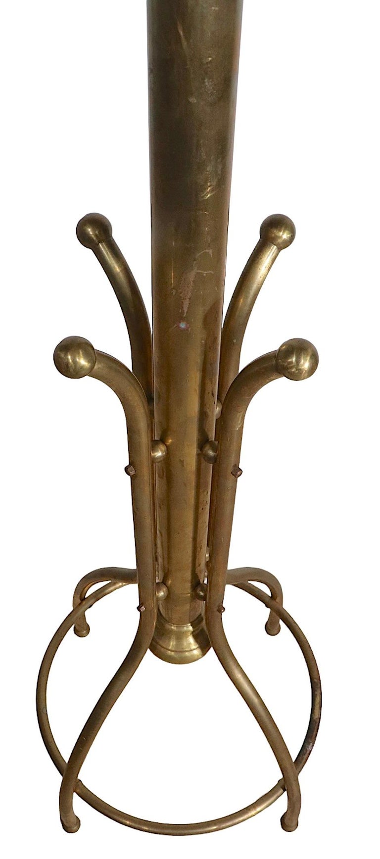 20th Century Vintage Brass Coat Tree Rack Stand Made in USA