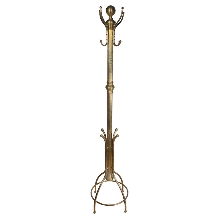 Vintage Brass Coat Tree Rack Stand Made in USA at 1stDibs